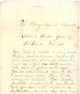 Informe de frenología manuscrito de 1848 por A.S. Fowler 4 Jeremiah Hacker Portland ME - Imagen 1 de 6