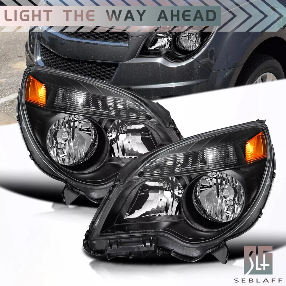For Chevy Equinox LT/LS 2010-15 RH+LH Side Headlights Black Housing Halogen Type - Image 1 of 4
