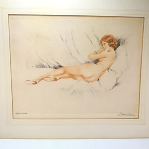 Vintage Art Deco Suzanne Meunier Boudoir signiert Akt Pose Papier Erotik Französisch - Bild 1 von 12