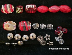Disfraz suelto vintage años 80 cuentas de Navidad para pulsera. Cuentas de vidrio artístico - Imagen 1 de 6
