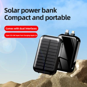 New Solar Power Bank Charger Led Warning Flashlight Light 22.5W Fast Charging - Picture 1 of 5
