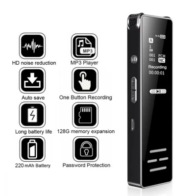 128G Voice Activated Mini Digital Sound Audio Recorder Dictaphone MP3 Player - Image 1 of 4