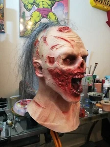 Rotting Horror Zombie Ghoul Adult Mens Costume Overhead Mask With Hair - Picture 1 of 3