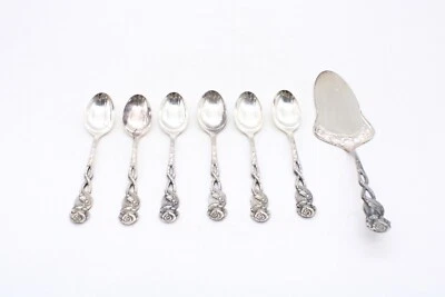 6x CW Christoph Widmann Hildesheimer Rose 100er versilbert Löffel 1x Tortenheber - Bild 1 von 4