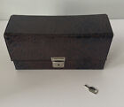 VINTAGE RETRO FAUX SNAKE SKIN AUDIO CASSETTE TAPE STORAGE BOX 12 TAPES WITH KEY