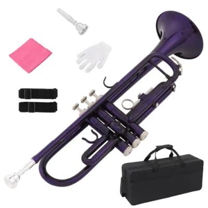 New Student Concert Bb Trumpet w/ Case Mouthpiece for Beginner Brass Purple - Picture 1 of 12