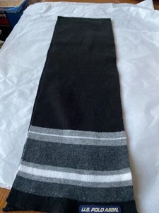 MENS US POLO ASSN. KNIT SCARF BLACK AND GRAY - Picture 1 of 4