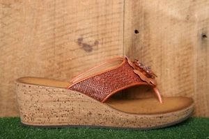 CLARKS 'Mimmey' Raffia Cork Thong Platform Sandals w/2.5" Heels Sz. 9.5 M - Picture 1 of 10