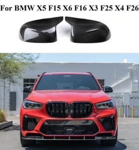 M Style Real Carbon Fiber Mirror Cover Caps For BMW X5 F15 X6 F16 X3 F25 X4 F26 - Picture 1 of 7