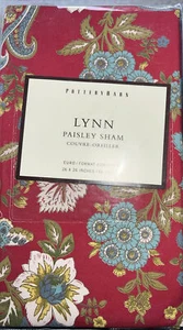 Pottery Barn Lynn EURO Red/Green/Blue Floral Paisley Pillow Shams - Picture 1 of 2