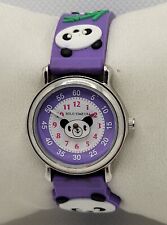 Kids Solo Time Panda Purple Plastic Buckle Bracelet Analog Watch H3