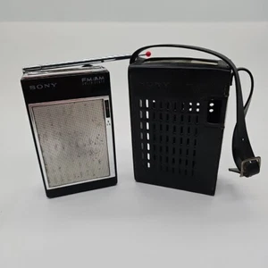 Sony 3F-61W Black Solid State Handheld AM/FM 9-Transistor Radio W/ Case Tested! - Picture 1 of 19