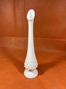 Vintage Fenton White Milk Glass Hobnail Swung Bud Vase 10.5” U2 - Picture 1 of 5