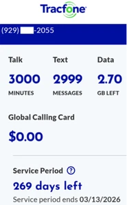2 * TracFone Sim Cards (For US). Exp 3/13/2026(2.5GB Data. 2500 Min. 2500 Tx) - Photo 1 sur 2