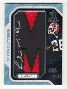 Leodis McKelvin Bills 2008 SP Rookie Threads Lettermen Patch Auto Rookie 26/32 - Foto 1 di 2