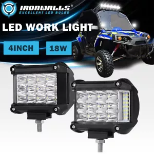 Pair 4" Inch Side Shooter LED Work Light Spot Flood Driving Pods White ATV UTV - Picture 1 of 12