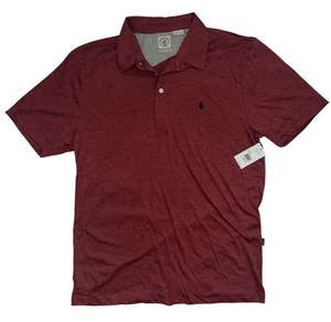 Volcom Logo Men’s Banger Polo Maroon Red Short Sleeve T-Shirt Size Large - Picture 1 of 4