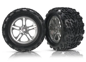 Traxxas 5174 Talon Tires 3.8" with SS Chrome Split-Spoke Wheels - Picture 1 of 1