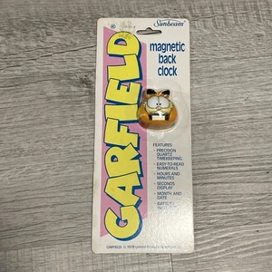 Vintage 1978 Magnetic Back GARFIELD Clock Sunbeam RARE New - Bild 1 von 8