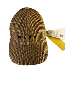 MARNI raffia hat cap caramel logo NWT size Small - Picture 1 of 11