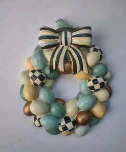 MACKENZIE-CHILDS Easter Egg Wreath w/ Bluebird & Striped Bow- *READ* - Picture 1 of 14