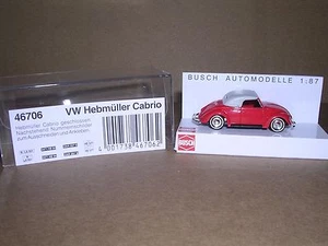 BUSCH #46706 V.W. Cabrio w/Top-up Red w/Light Gray Top H.O. 1/87 - Picture 1 of 1