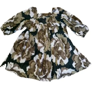 kit + lili Girls Dress Black Brown Floral Cotton Made in India Boho Size 6 - Picture 1 of 6