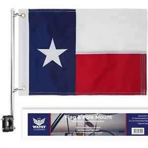 Bandiera barca del Texas con kit palo cabina 12x18 pollici impermeabile ricamato marino - Foto 1 di 6