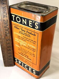 Rare Tone's Bros Des Moines Iowa 1 POUND Advertising Tin 7 Inch Black Pepper NOS