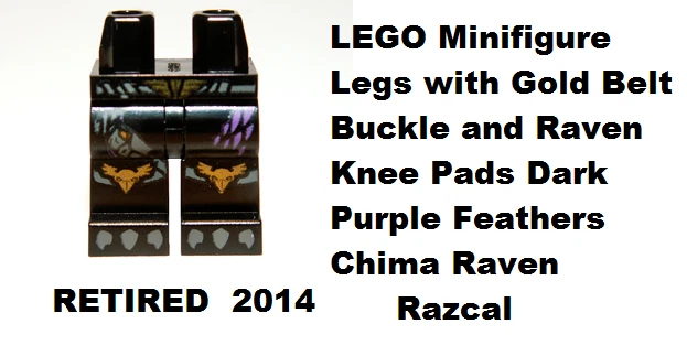 LEGO Minifigura Piernas con Hebilla de Cinturón Dorado y Rodillera Cuervo Chima Cuervo Razcal Foto 1 de 1