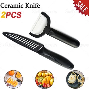 Ceramic Knife 5" White Blade + Peeler Slicer Kitchen Chef Knives Silicone Handle - Picture 1 of 6