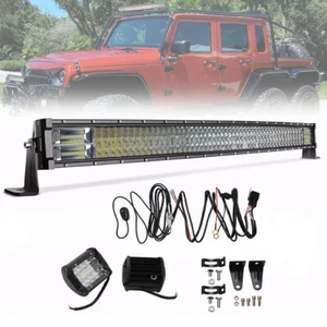 Barra de luz LED recta de tres filas de 42" y kits de lámparas todoterreno vainas de 4" para camioneta Jeep - Imagen 1 de 24