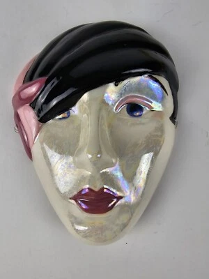 Máscara facial vintage años 80 Art Deco renacimiento cerámica retro 1980 dama decoración Foto 1 de 4