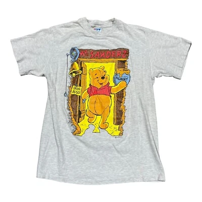 Camisa Winnie The Pooh Vintage Anos 80 90 Disney Ponto Único Hanes Beefy T Cinza - Imagem 1 de 4