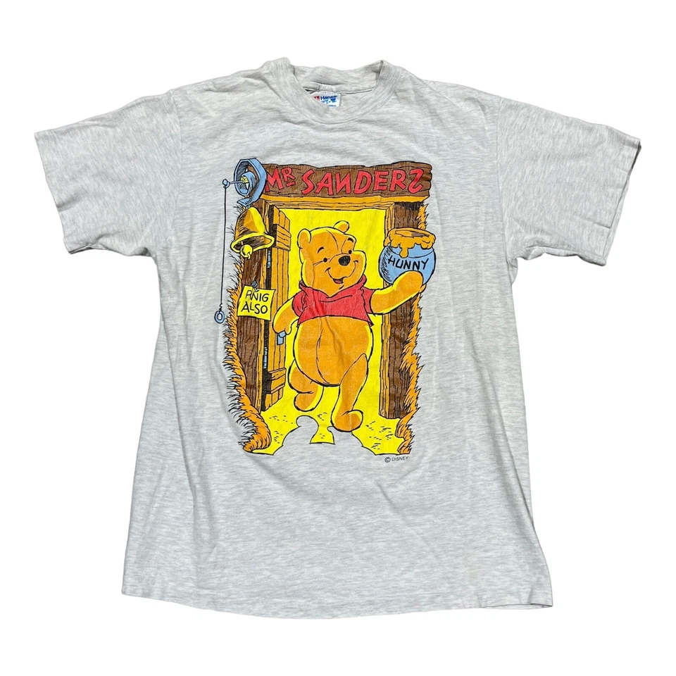 Camisa Winnie The Pooh Vintage Años 80 90 Disney Puntada Única Hanes Beefy T Gris Foto 1 de 4