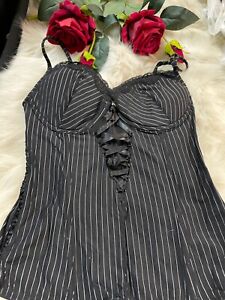H&m black striped padded Corset bustier size M cup B 