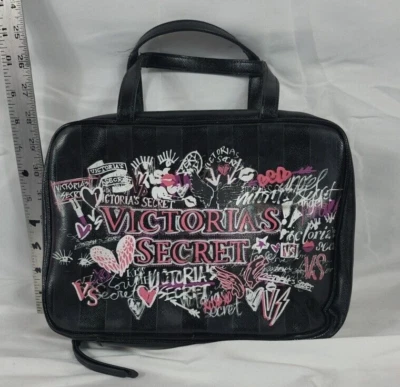 Victoria's Secret Graffiti Jetsetter Pink & Black Makeup Hanging Travel Case  — 第 1/4 张图片
