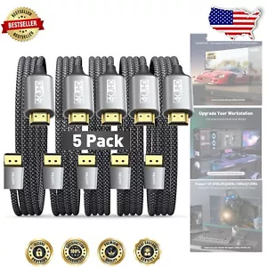 Plug-and-Play 5-Pack 10FT DisplayPort to HDMI Cable - High-Quality Connection - Picture 1 of 9