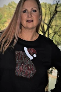 Christmas Rhinestone Bling shirt XS S M L XL XXL 1X 2X 3X 4X5X Georgia - Picture 1 of 12