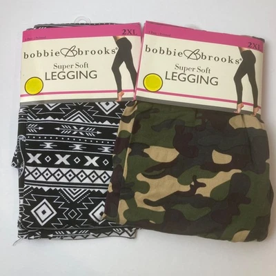 (2) Bobbie Brooks Leggings Súper Suaves Elefante/Azteca Camuflaje Yoga Pantalones 2XL (20) Foto 1 de 4