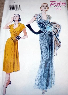 *ENCANTADOR VESTIDO DE NOCHE RETRO BUTTERICK VINTAGE AÑOS 50 PATRÓN DE COSTURA 8-10-12 SIN CORTAR Foto 1 de 2
