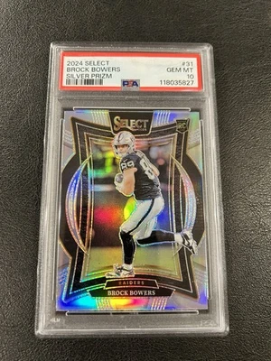 2024 Select Brock Bowers Silver Prizm PSA 10 💎 Rookie RC Georgia TE Raiders Gem Foto 1 de 2