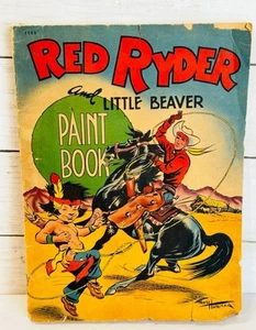 Vintage Red Ryder Little Beaver Paint Book Coloring Book 1947 - Imagen 1 de 6