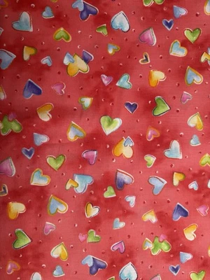 Tela de edredón Still Crazy for Daisy de Kaufman AJS-4758-5 ROJO rojo rosado con corazones Foto 1 de 4