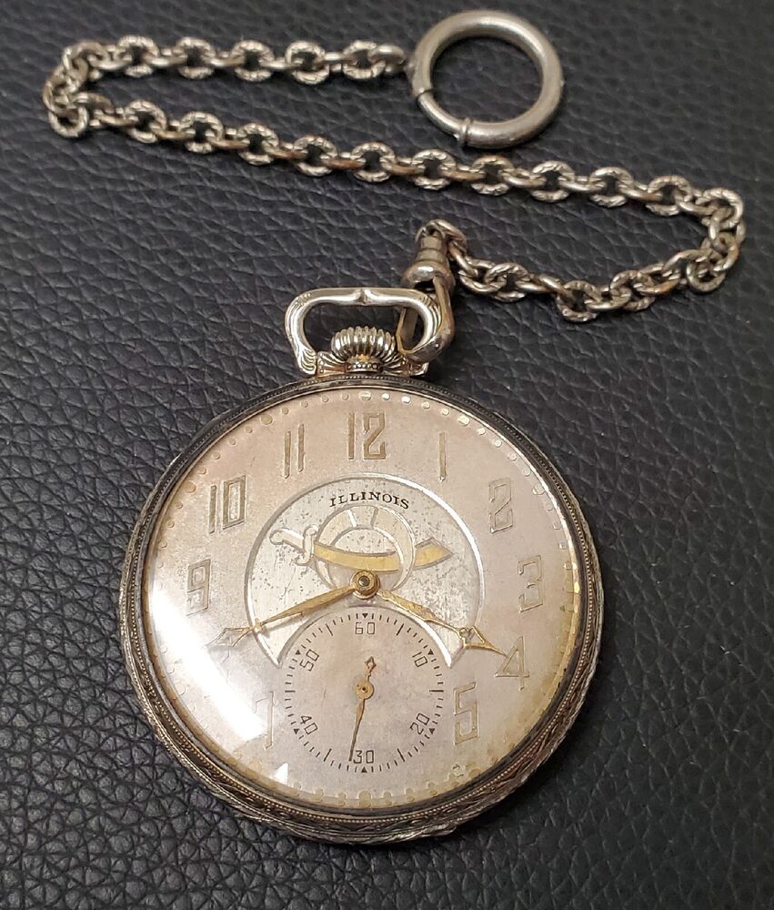 Vintage Illinois Autocrat Pocket Watch Shriners Dial Running 14k Gold Filled