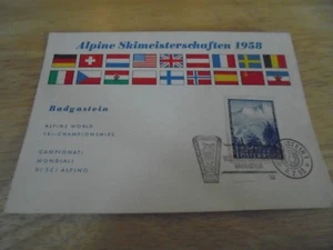 Alpine skichampionship1958 authentic souvenir card w/stamps Badgastein Austria - Picture 1 of 3