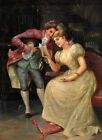 Huge Oil Painting The Art Of Romance Young Lovers Reading Letters In Room Cavnas