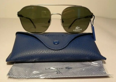 Nuevas gafas de sol clásicas de aviador Lacoste L103SND mate claro rutenio para hombre Foto 1 de 4