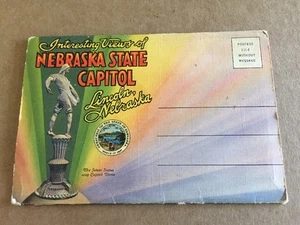 Souvenir Postcard Folder Booklet Interesting Views of Nebraska State Capitol NE - Picture 1 of 10