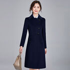 Womens Long Woolen Business Jacket Quilted Winter Thick Warm Outwear Coat Office